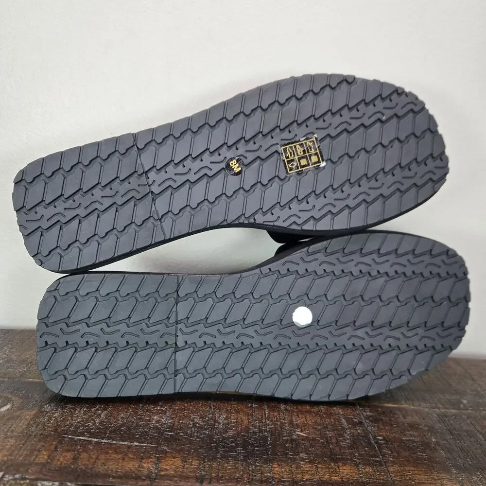 NEW Tory Burch Double T Sport Slides Womens Size 8 Logo Sandals Flip Flops Black